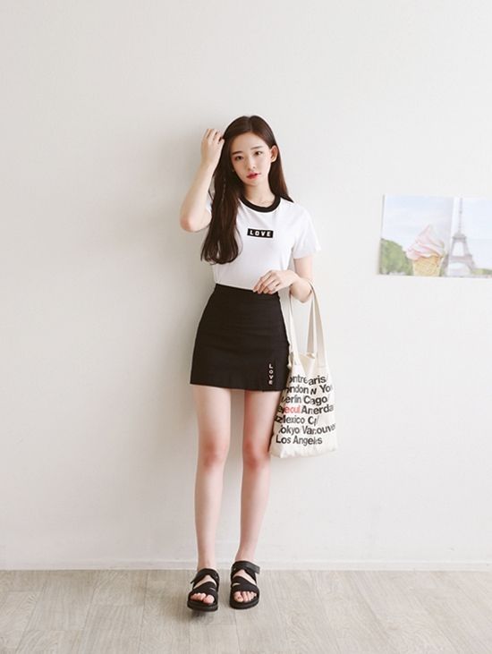 黑白穿搭　夏天